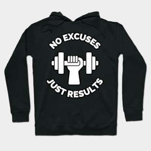 No Excuses Just Results Running Cross Country Fitness Gym Sport Motivation Inspirational Quote Hoodie